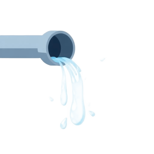 Illustration of a burst pipe with water leaking, representing hidden leak detection services.