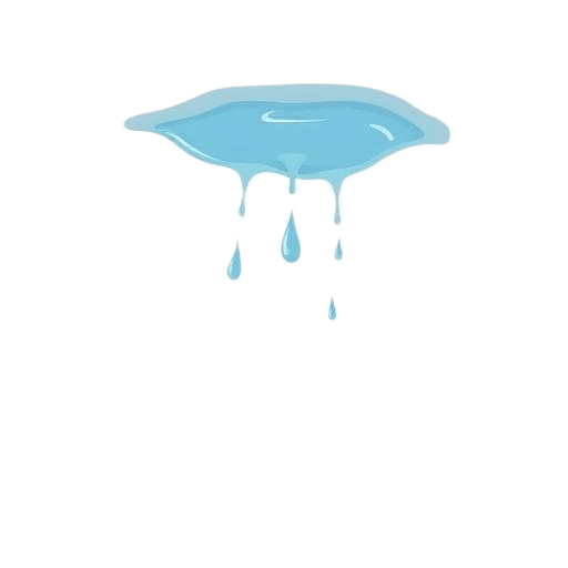 Illustration of damp ceiling leak detection showing water damage and dripping ceiling.